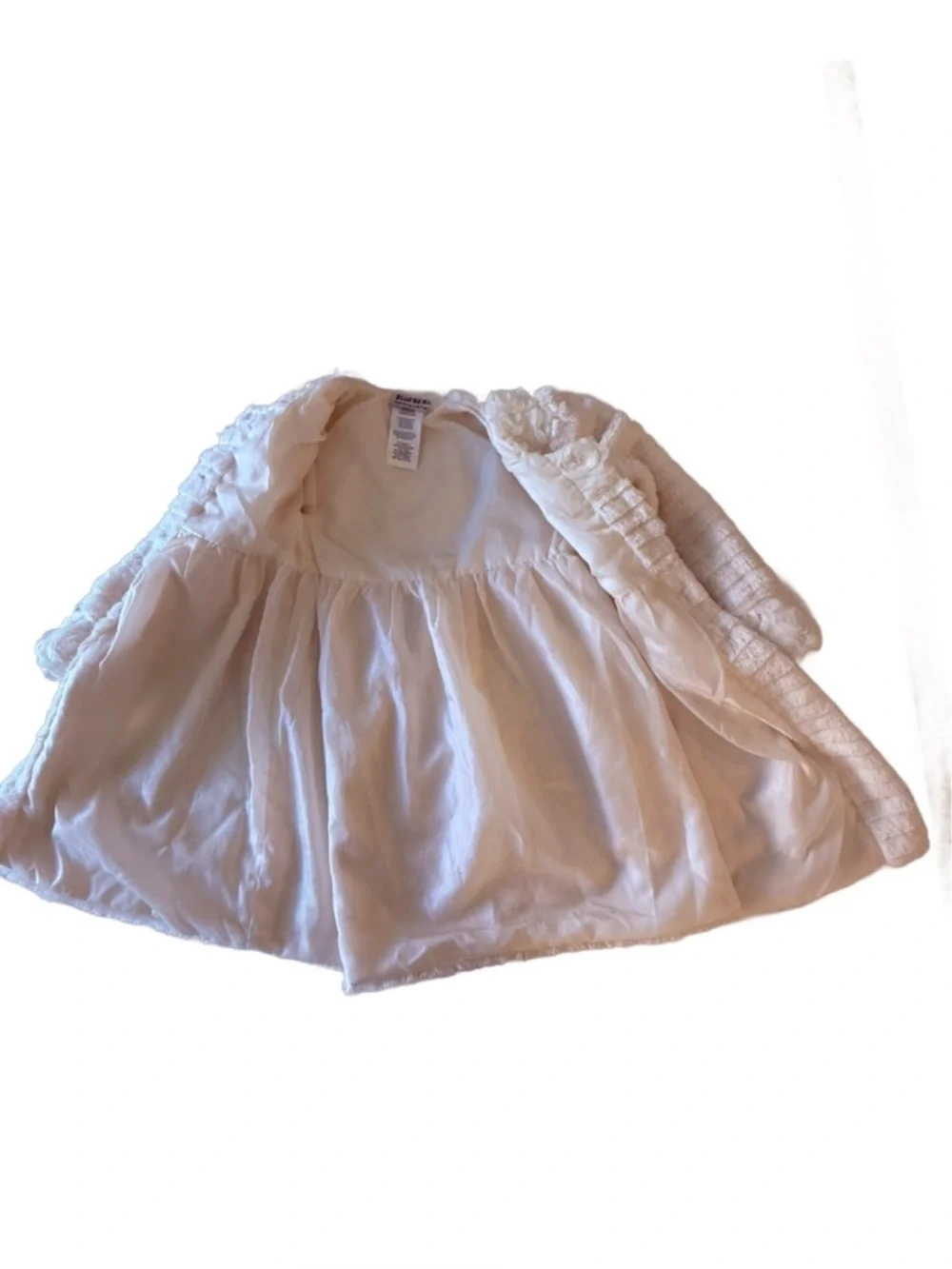 Blueberi Boulevard girl's ivory textured faux-fur coat.